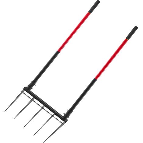 VEVOR Grelinette a 5 Dents, Fourche a Becher avec Double Manche en Fibre de Verre, Fourche de Jardin Large Robuste en Forme de U, Outil pour Jardinage, Compostage, Transplantation, Aeration de Terre