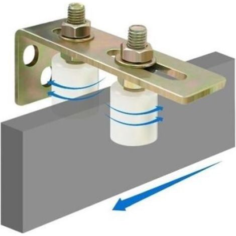 Guide de portail coulissant avec support en L, double rouleau en nylon réglable pour portes coulissantes de patio