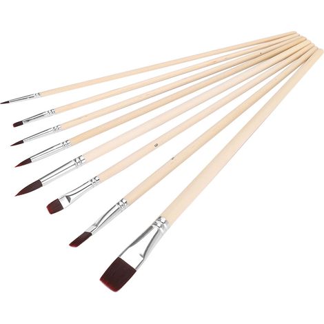 Ensemble de 8 pinceaux en nylon, comprenant des pinceaux à pointe plate pour aquarelle, gouache, peinture à l'huile et acrylique, pour artistes. (1/5)
