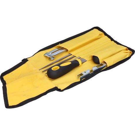 Aiguiseur de tronçonneuse, outil de meulage portable pour tronçonneuse, kit de meulage haute efficacité 3/16" 5/32" 7/32" avec sac de rangement pour le travail du bois pour le jardin pour la maison (1/5)