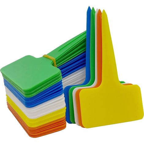 MINKUROW 100 Pezzi Etichette Da Giardino Per Esterni Marcatori Per Piante In Plastica Tipo T Toppa Per Verdure In Plastica Con Penna Etichettatura Riutilizzabile Impermeabile E Accessori Per Piante (M (1/5)