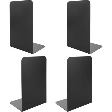 Buchstützen - Schweres Metall L-Form Rutschfest Schwarz Für Bücherregal Heimbüro Bibliothek - 4 Stück (1/5)