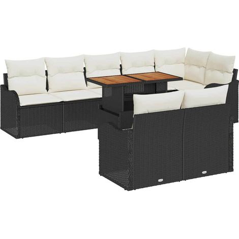 Garden Sofa Set with Storage 9 pcs Black Poly rattan vidaXL