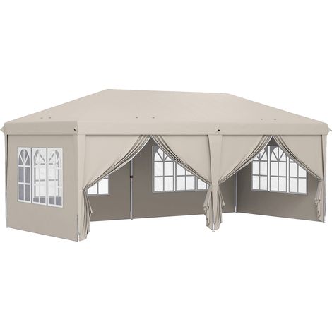 Tonnelle Pfingstthal Barnum Pliant Étanche Anti-UV Beige 5,85x2,95m avec Sac