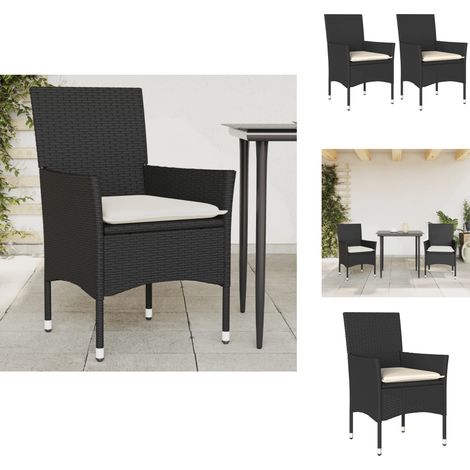 Chaises de jardin avec coussins lot de 2 noir résine tressée - Chaise De Jardin - Fauteuil De Jardin - Mobilier De Jardin - Résine Tressée - Rotin Synthétique (1/5)