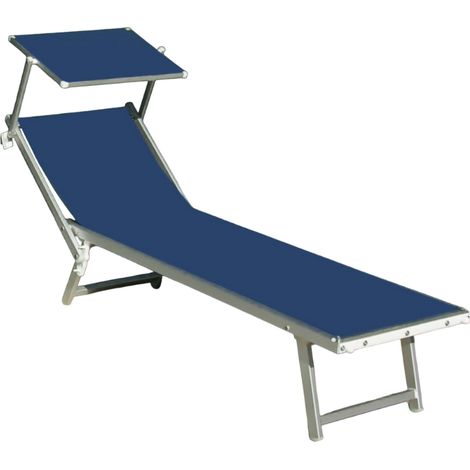 Lettino alluminio da mare mod. Freak blu telo in textilene da 750 grammi (1/5)