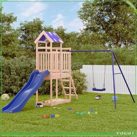 Aire de jeux d'extérieur - 3279077 - Bois de douglas massif - Toboggan ondulé et balançoire - Bleu (1/5)