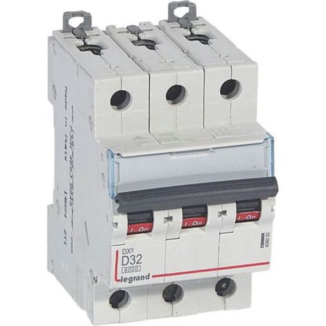 Disjoncteur DX³6000 10kA arrivée haute et départ bas à vis 3P 400 - 32A - courbe D - pour peigne HX³ traditionnel - LEGRAND (1/3)