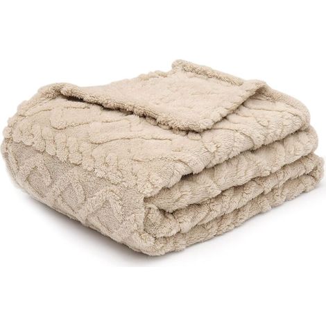 Couverture en polaire Sherpa de 177,8 x 203,2 cm super douce, moelleuse, chaude, confortable, en peluche, floue pour canapé, salon, lit, accessoires toutes saisons (1/3)
