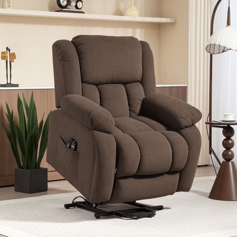 Elektrischer Aufstehsessel, elektrischer Relaxsessel mit Massage- und Heizfunktion, 93 x 104 x 100 cm, braun