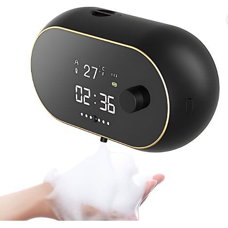 Automatischer schäumender Handseifenspender, berührungslose Wandmontage, horizontale Nivellierung, 450 ml nachfüllbarer Schaumseifenspender mit LCD-Display, selbstreinigend