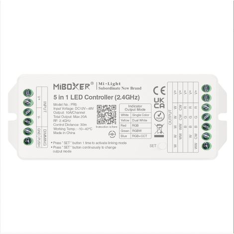 Contrôleur MiBoxer PR5 2,4 GHz RF + WiFi 5 en 1, contrôleur haute intensité via application 20 A