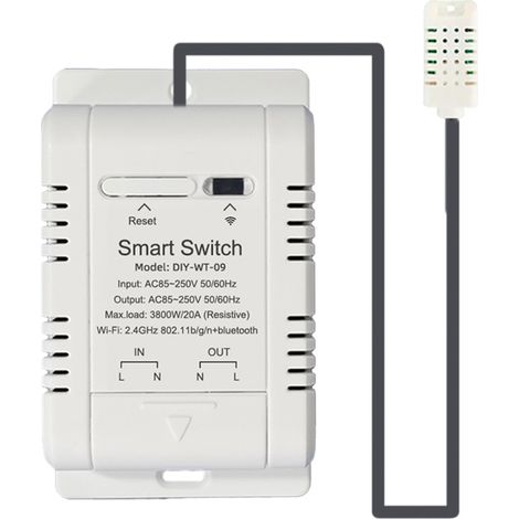 Interrupteur de température WiFi Ewelink : contrôle via application mobile avec statistiques de données, prise en charge des scénarios d'automatisation IFTTT et compatible avec Alexa et Google Assista (1/5)