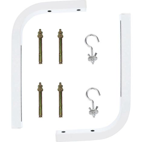 Lot de 2 supports muraux universels en L pour écran de projection avec crochet-27.5x16cm-White (1/4)