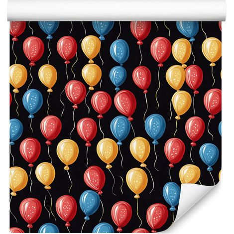 Papier peint Ballons d'anniversaire noirs et rouges pour salon et chambre 50x1000 cm (1/5)