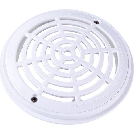 Rejilla redonda para el fondo de la piscina, 20,3 cm de diámetro, fácil de instalar (base + tapa), blanca. (1/5)