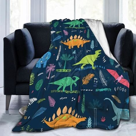 1 couverture pelucheuse dinosaures, douce et anti-boulochage, en polyester, pour enfants, usage intérieur et voyage
