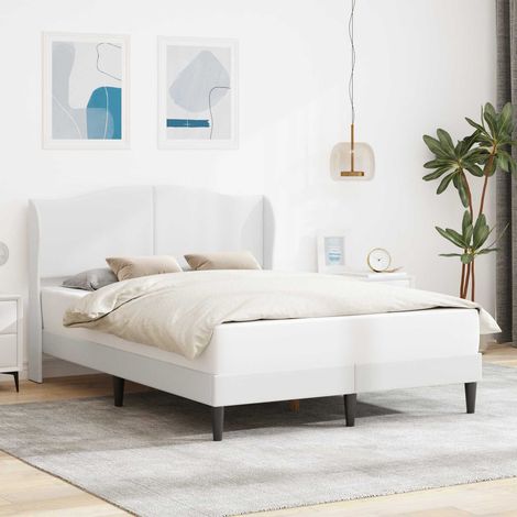 vidaXL Cadre de lit avec tête de lit Blanc 140 x 200 cm Simili cuir (1/5)