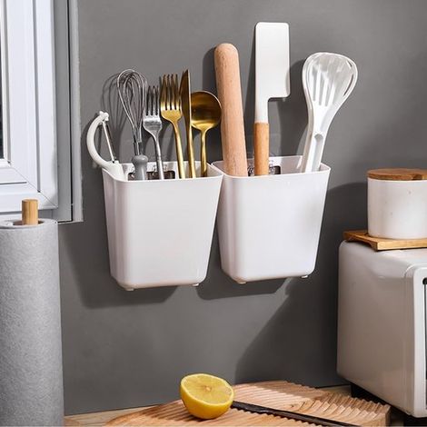 Confezione da 4，Organizer per ante della cucina，scatole portaoggetti，contenitori portaoggetti，Organizer autoadesivi，Organizer da parete (1/4)