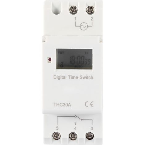 THC 30A Minuterie Numérique, Minuterie Numérique, 12 V, 30 A CC, Minuterie électronique Programmable sur 7 Jours, 16 Paramètres de Minuterie on/Off, Montage sur Rail/vis (220V) (1/5)