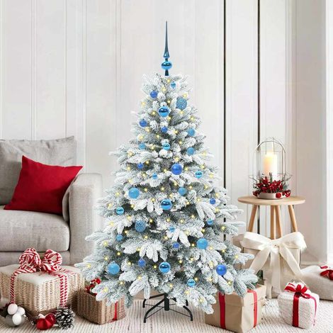 Künstlicher Weihnachtsbaum mit 150 LEDs Weiß 150 cm PE und PVC