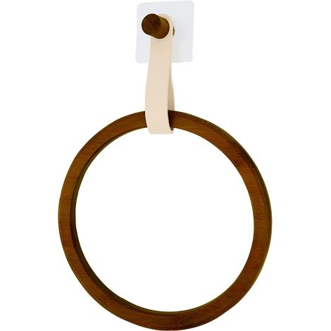 Porte-serviette en Bambou avec lanière Beige mat en simili cuir - TENDANCE (1/4)