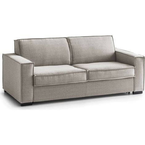 Dmora - Canapé fixe Dméne, Grand Canapé 2 places, 100% Made in Italy, Canapé de salon en tissu, avec accoudoirs fins, Cm 180x95h90, Tourterelle