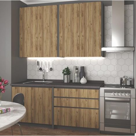 Cuisine design gris anthracite et aspect chêne BINGO (1/4)