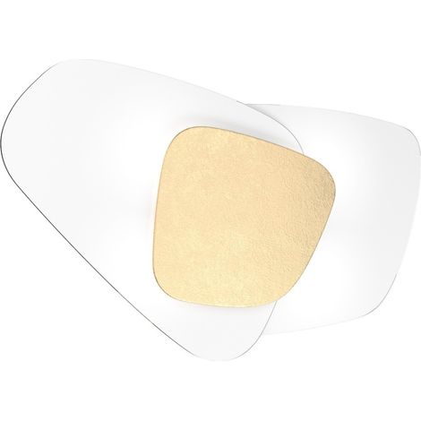 Plafoniera vetro top light strategy 1196 plp e27 led lampada soffitto parete, finitura metallo foglia oro