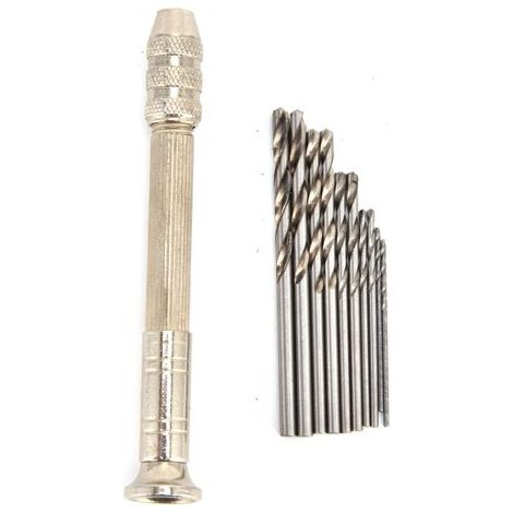 Fdit Pin vice-né le Jeu de Main Mini-outils de Forage Manuel élevé Efficacité de Travail élevée pour les Modèles en Plastique en Bois avec 10 Bits de Forage. (1/5)