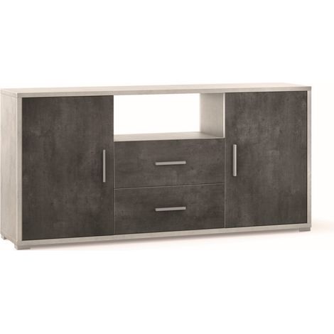 Mobile 2 Ante 2 Cassetti 174L x 41P x h84 – Finitura Bianco Opaco e Nero Opaco – Sarmog (1/3)