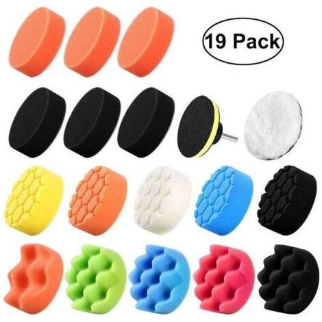 19 pièces 80mm Polissage Pad Éponge de Polissage Éponge polir Kit pour avec M14 Foret pour Voiture Ponçage Polissage pour RO/DA Double Action polisseuse Polissage (1/5)