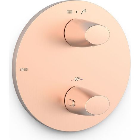 TRES 28125001OPM FUJI Pieza Vista para Caja Empotrada de 2 Vías Therm-Box Color Oro Rosa Mate 24K - ref: 28125001OPM