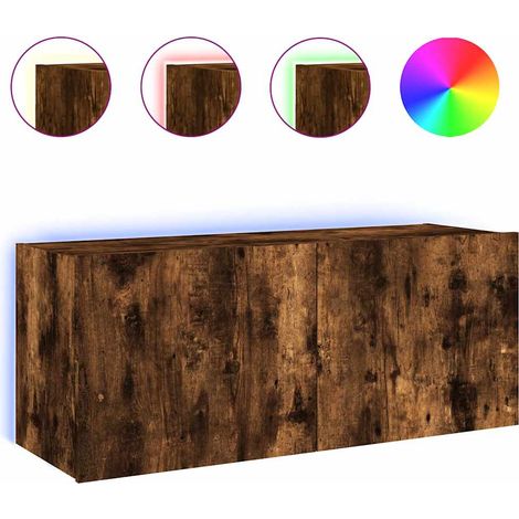 Maison Exclusive - TV-Wandschrank mit LED-Leuchten Räuchereiche 1 (1/5)