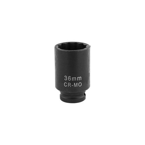 Douille à choc 36mm CR-Mo hexagonale pour clé à choc 12 pans Longue 1/2" Douille à écrou (1/4)