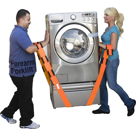 Sangles de levage et déplacement à l'avant-bras pour 2 personnes Transportez meubles, électroménagers, matelas ou tout objet jusqu'à 363 kg. Facilement, en toute sécurité, comme un pro, Orange (1/5)