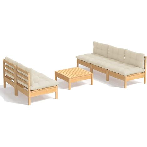 Maison Exclusive - Muebles de jardín 6 piezas cojines madera de p (1/5)