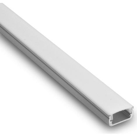 Profilo in alluminio da superficie per striscia LED con diffusore trasparente, opale, acidato o satinato di 2m