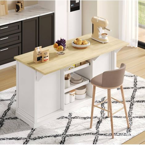 Aparador cocina con cajones y enchufes natural blanco OKMYHOME (1/5)
