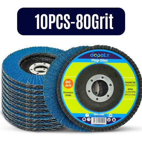 Dapetz ® Flap Discs 115mm Grinding Discs 80 Grit Grinding Discs Zirconium Sanding Discs for 4.5" Angle Grinder to Sanding Grinding Metal Wood and Stainless Steel- 10Pcs (1/5)