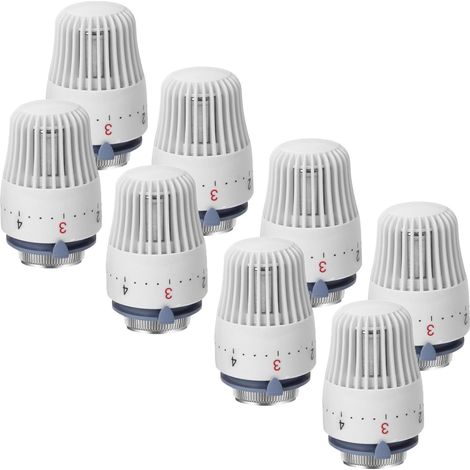 8 pièces Tête thermostatique, Tête thermostatique pour radiateur pour filetage M 30 x 1,5, Tête thermostatique pour vanne de radiateur, Thermostat pour chauffage, Vanne de (1/5)