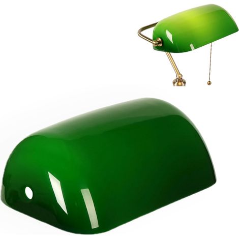 Paralume per lampada da tavolo, paralume di ricambio in vetro in stile banchiere, paralume per lampada da tavolo in vetro verde (8,85 pollici di lunghezza, 5,11 pollici di larghezza, 2,95 pollici di a