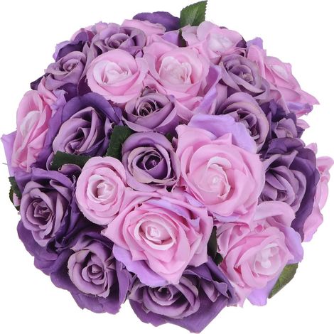Roses Artificielles - Bouquet de 18 Têtes en Soie et Plastique - pour Décoration Mariage Fête Jardin Intérieur - 2 Pièces (1/5)