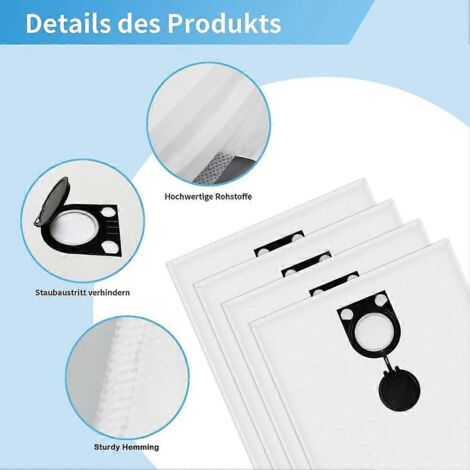 NALOOKAMIC Sacs d'aspirateur pour Bosch BSH20 et Bosch Starmix FBV20/GAS35M, accessoires pour aspirateur, sacs de rechange grande capacité (1/4)