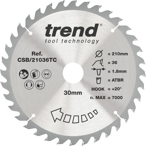 Lame scie circulaire sans fil bois 210 mm, 30 mm, 36 dents TCT (1/5)