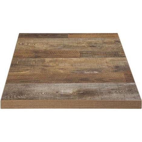Plateau de table carré (L)600 x (P)600 mm, finition effet bois vieilli (1/3)
