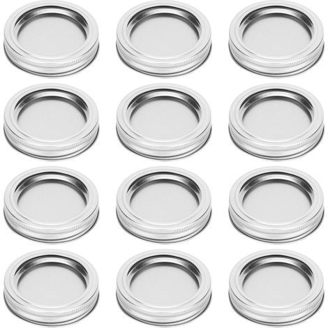 12 runde 70-mm-Verschlussdeckel für Gläser, Gewürze, Honig, Klappdeckel, silber (XH00177) (1/5)