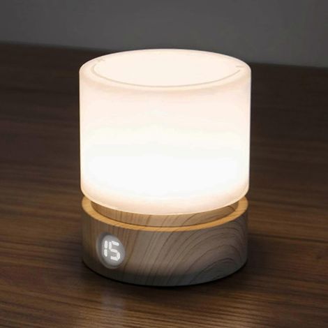 Veilleuse à minuterie, lampe de chevet à intensité variable effet bois, aide au sommeil (1/5)