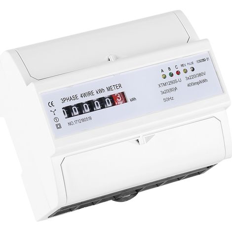 Digitaler 3-Phasen-4-Leiter-Stromzähler zur DIN-Schienenmontage, elektronischer kWh-Zähler 20(80)A (1/5)