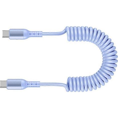 Câble télescopique USB-C vers USB-C, charge rapide, connecteurs mâle-mâle, pour tablettes et téléphones. (1/5)